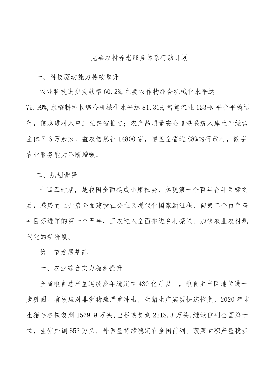 完善农村养老服务体系行动计划.docx_第1页