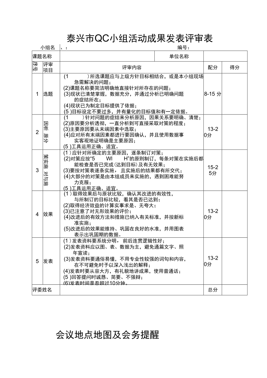 泰兴市QC小组活动成果发表评审表.docx_第1页