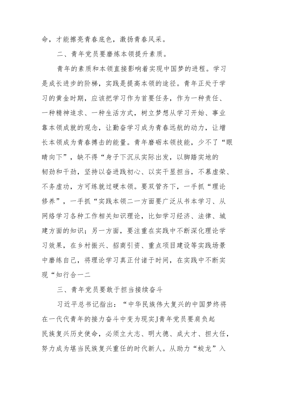 青年干部党员贯彻落实二十大精神学习心得体会感想领悟6篇.docx_第2页