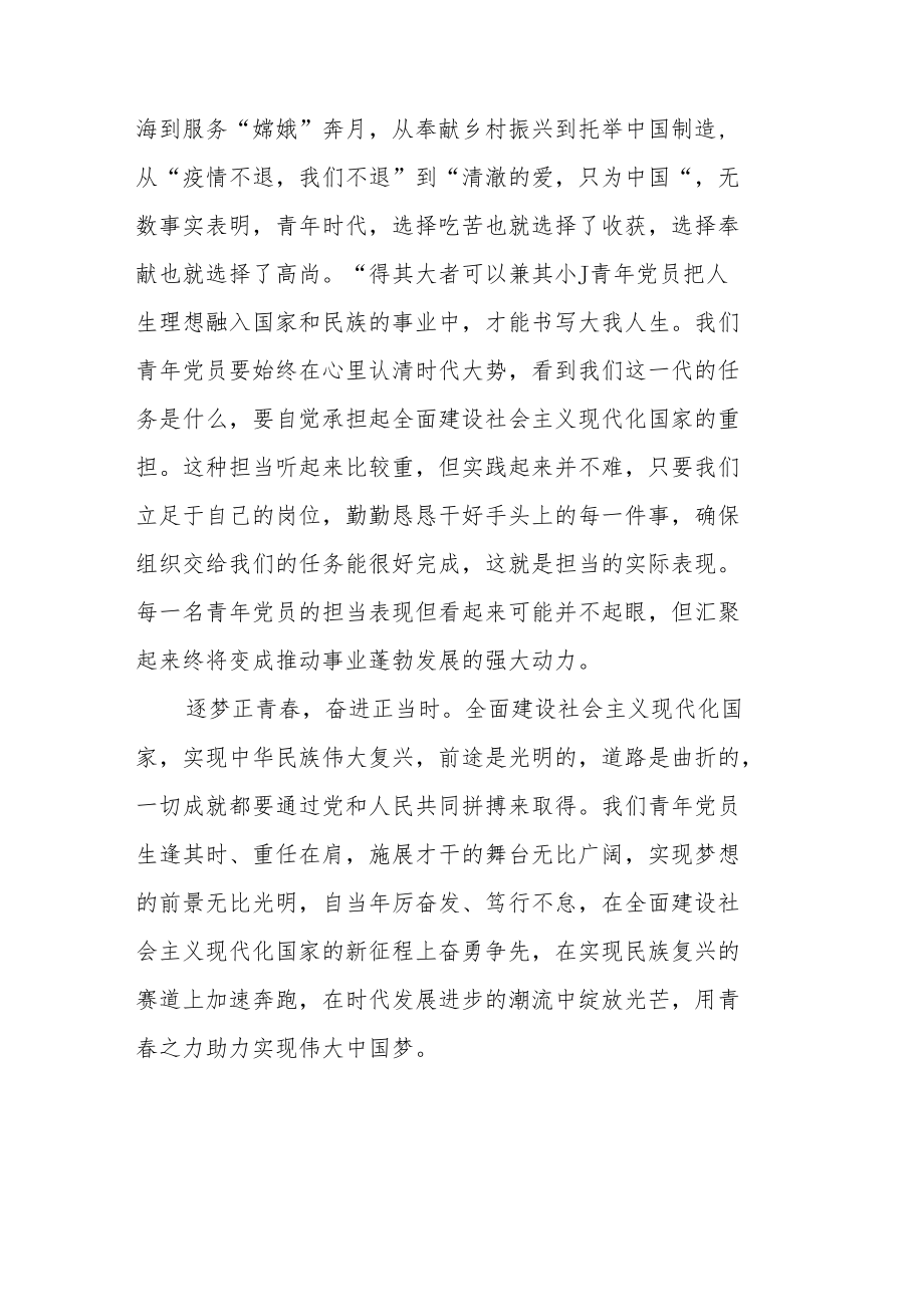 青年干部党员贯彻落实二十大精神学习心得体会感想领悟6篇.docx_第3页