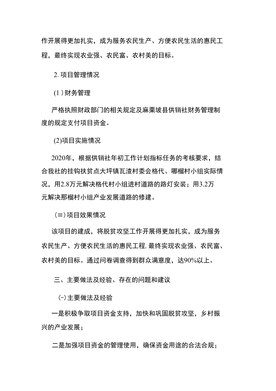 麻栗坡县供销合作社联合社脱贫攻坚发展项目支出绩效自评报告.docx_第3页