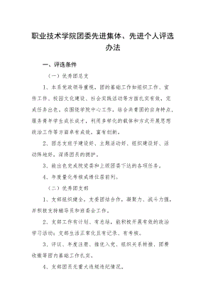 职业技术学院团委先进集体、先进个人评选办法.docx