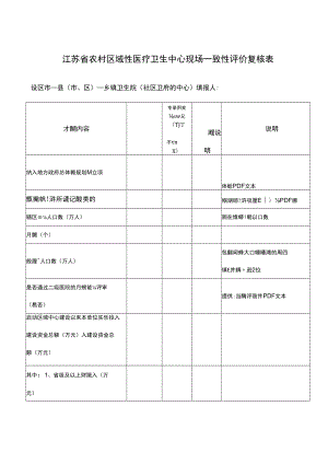 江苏省农村区域性医疗卫生中心现场一致性评价复核表.docx