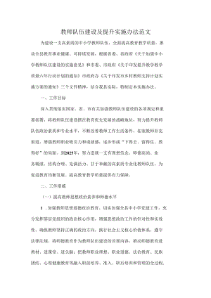 教师队伍建设及提升实施办法范文.docx