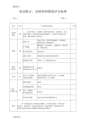 电动机正、反转控制接线评分标准.docx