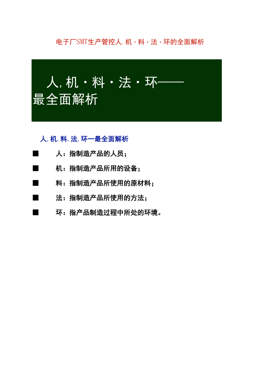 电子厂SMT生产管控人.机.料.法.环的全面解析.docx_第1页