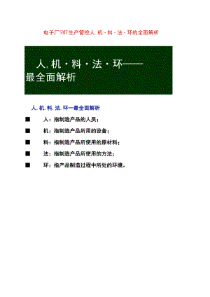 电子厂SMT生产管控人.机.料.法.环的全面解析.docx