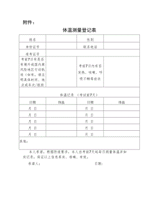 贵州省2022年12月全国计算机等级考试体温测量登记表.docx