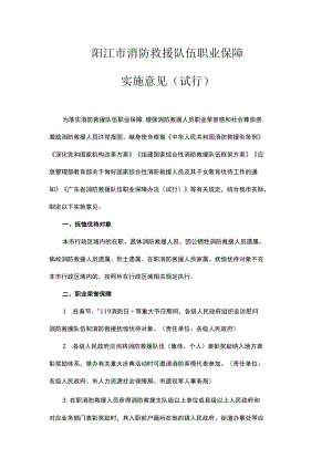 阳江市消防救援队伍职业保障实施意见（试行）.docx