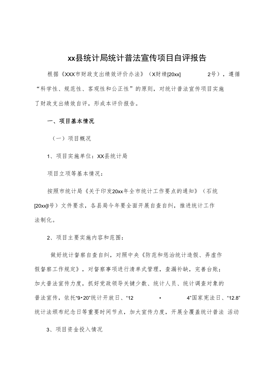 统计普法宣传项目自评报告.docx_第1页