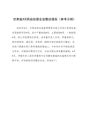 甘肃省XX药品经营企业整改报告（参考示例）.docx