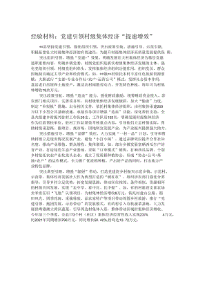 经验材料：党建引领村级集体经济“提速增效”.docx