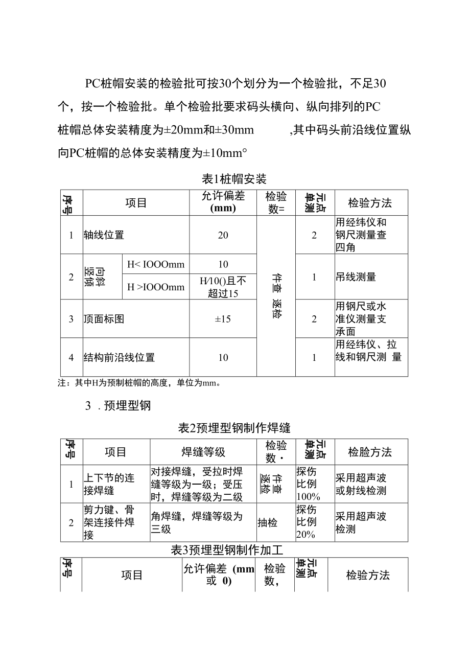 连云港港徐圩港区盛虹炼化一体化配套港储项目码头工程装配式高桩码头专用质量检验指标.docx_第2页