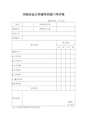 河南农业大学辅导员部门考评表.docx