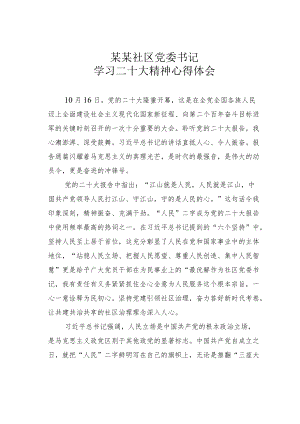 某某社区党委书记学习二十大精神心得体会.docx