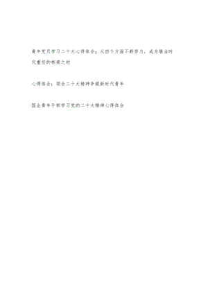 国企大队青年党员年轻干部学习二十大精神心得体会感想领悟3篇.docx