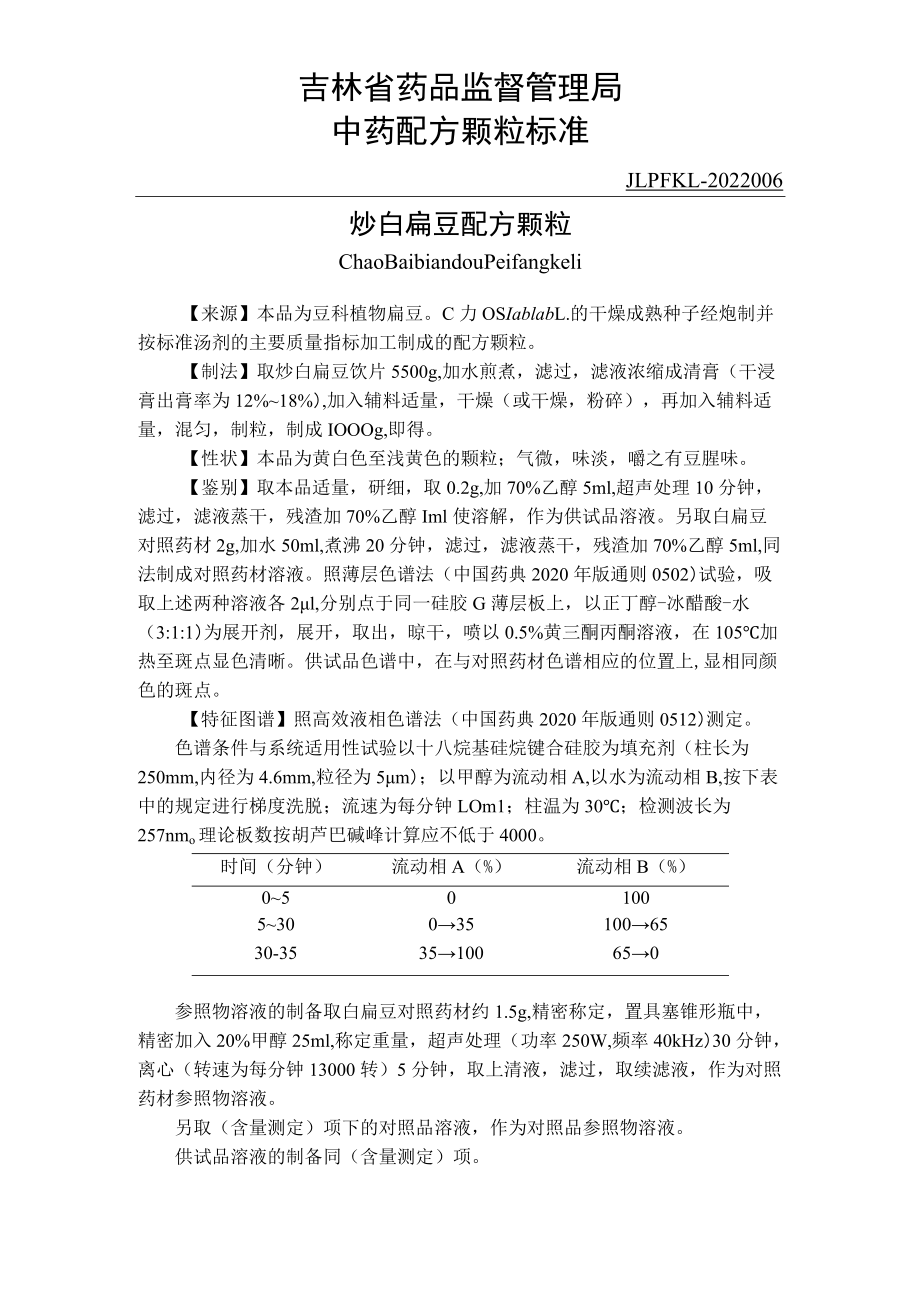 吉林中药炒白扁豆配方颗粒标准.docx_第1页