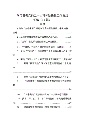 学习贯彻党的二十大精神阶段性工作总结汇编（14篇）.docx