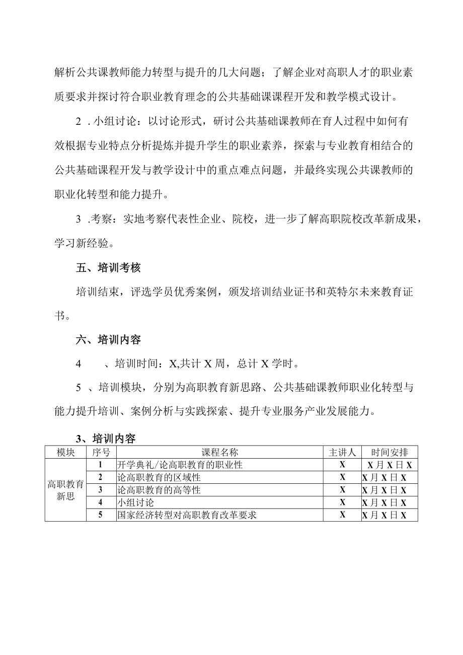 XX师范学院202X年公共基础课教师职业化转型与能力提升培训内容.docx_第2页