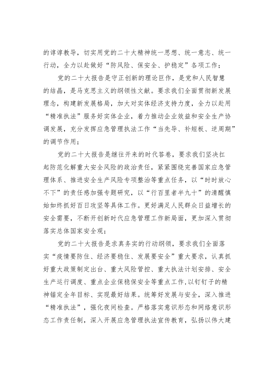 应急管理局执法监督局局长学习二十大精神心得体会.docx_第2页