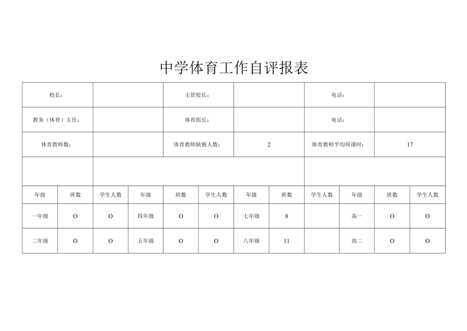 中学体育工作自评报表.docx_第1页