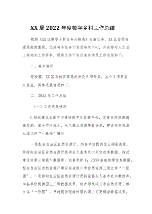 XX局2022年度数字乡村工作总结.docx