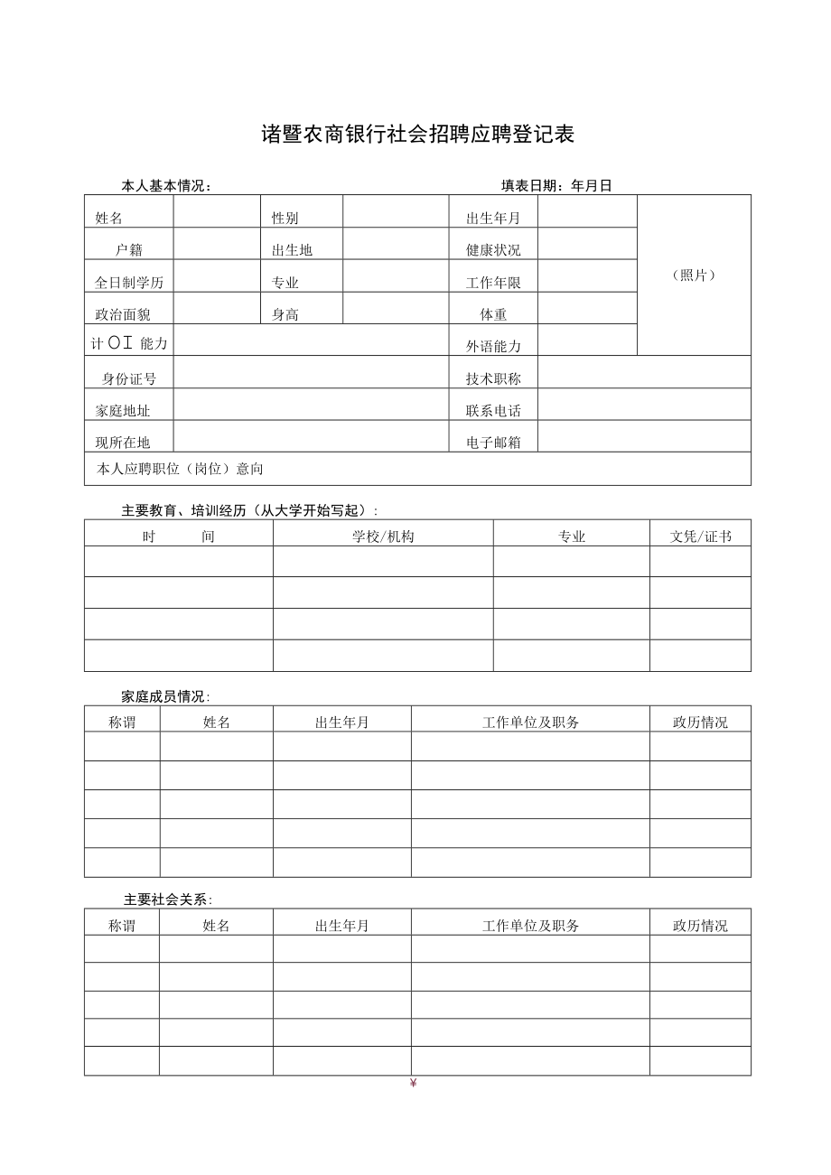 招聘专业人员应聘登记表.docx_第1页