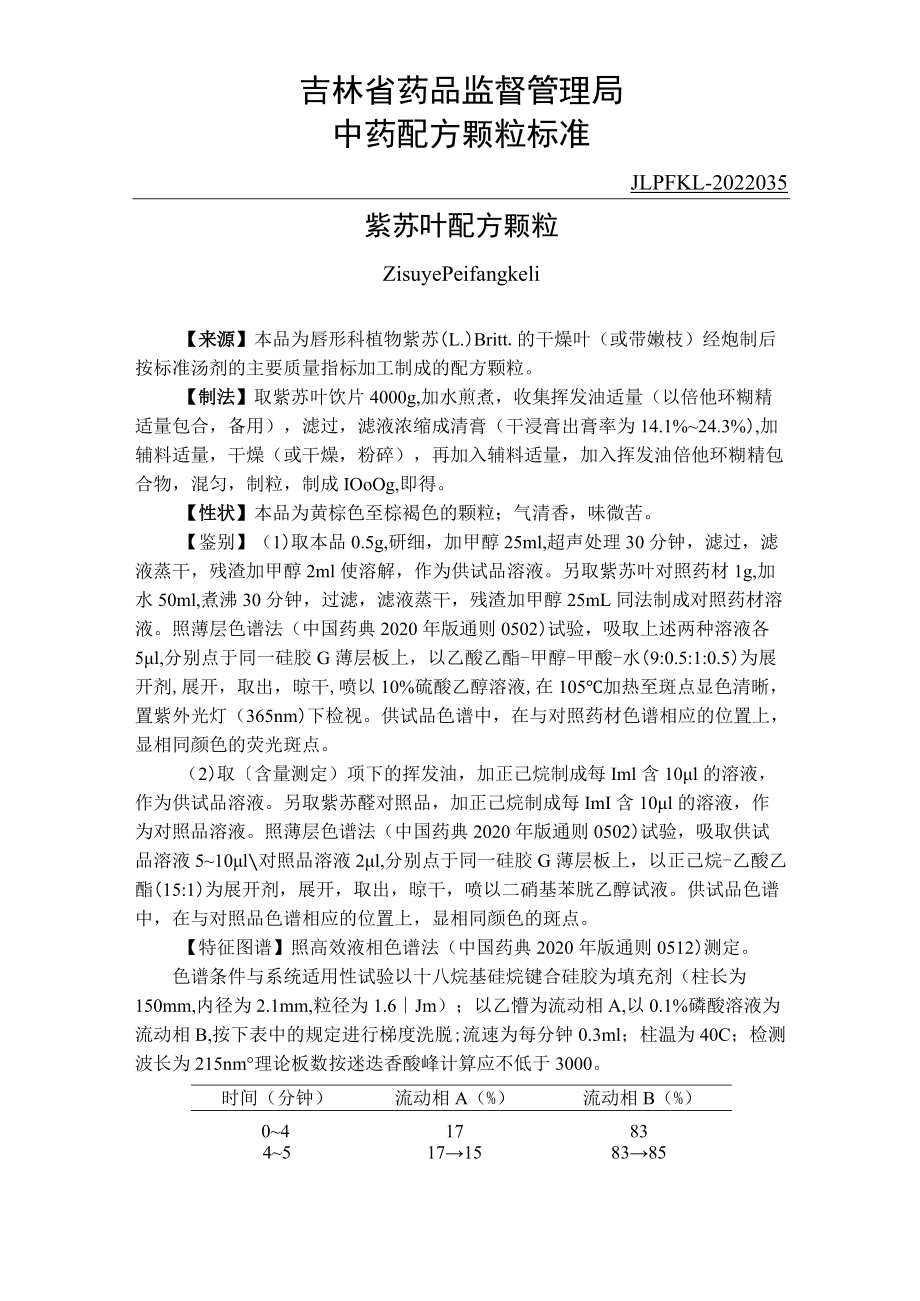 吉林中药紫苏叶配方颗粒标准.docx_第1页