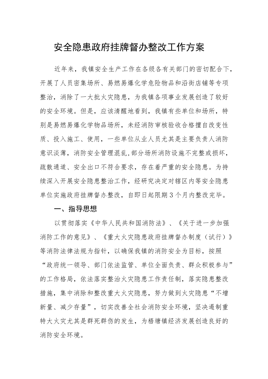 安全隐患政府挂牌督办整改工作方案.docx_第1页