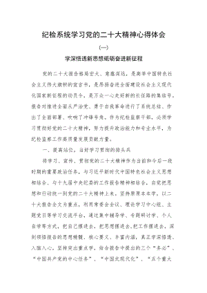 （35篇）纪检系统干部学习党的二十大精神心得体会汇编.docx