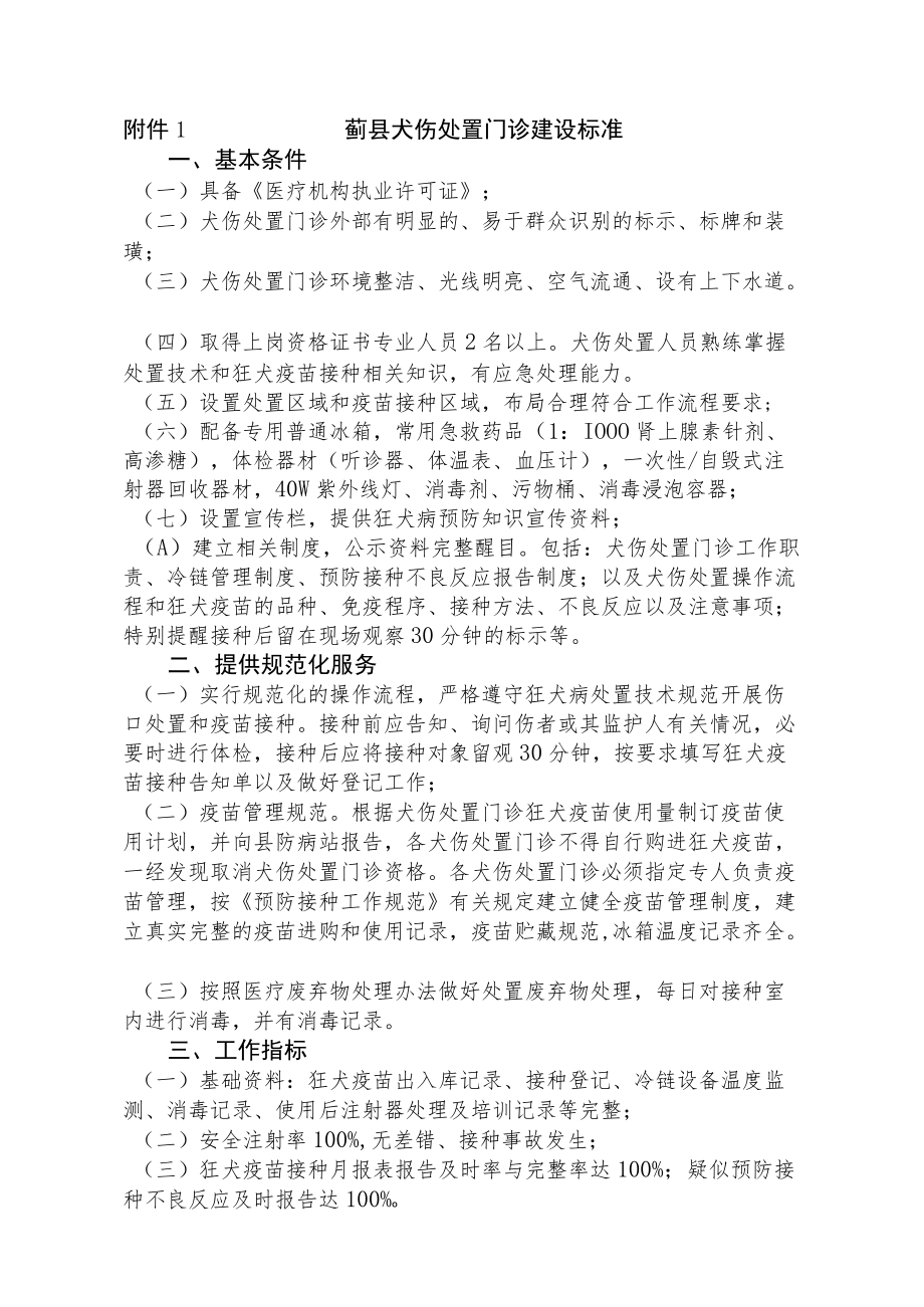 蓟县犬伤处置门诊建设标准.docx_第1页