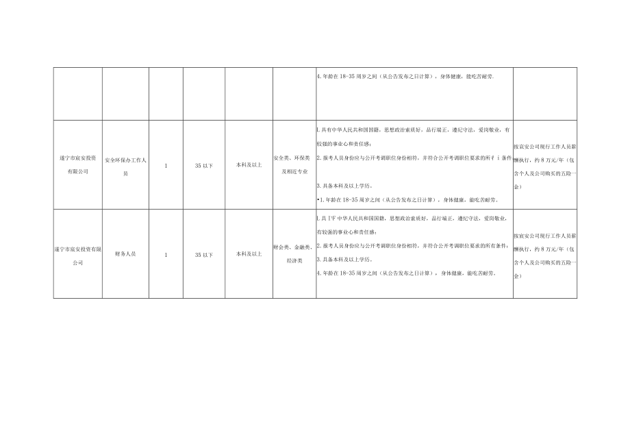 遂宁市安居区国有企业招聘工作人员岗位计划表.docx_第3页
