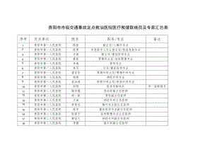 贵阳市市级交通事故定点救治医院医疗救援联络员及专家汇总表.docx