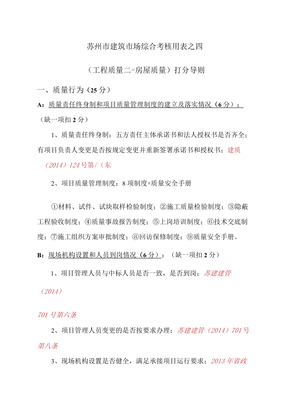 苏州市建筑业企业信用综合评价质量安全类检查考核导则（质量缩减版）.docx_第1页