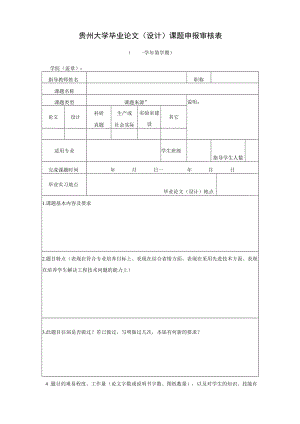 贵州大学毕业论文设计课题申报审核表.docx