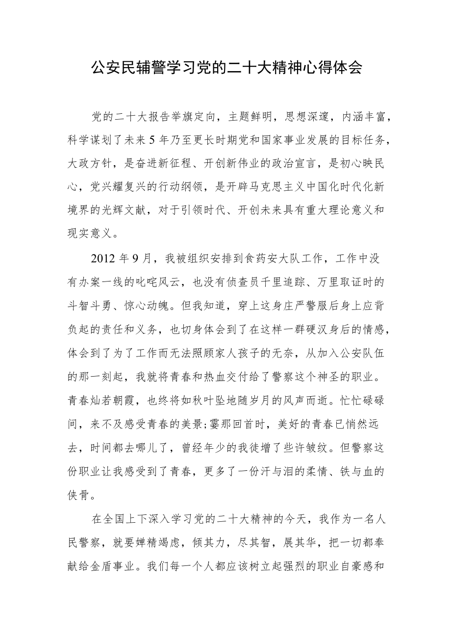 公安民辅警学习党的二十大精神心得体会（七）.docx_第1页