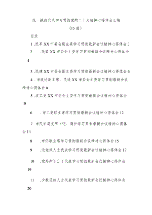 (15篇)统一战线代表学习贯彻党的二十大精神心得体会汇编.docx