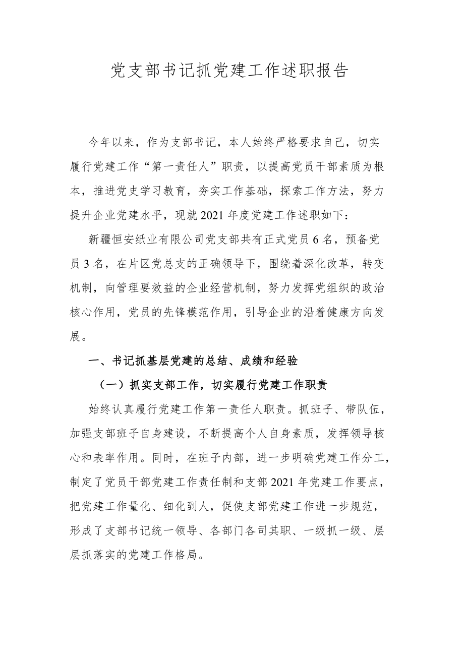 党支部书记抓党建工作述职报告.docx_第1页