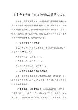 县中青年干部下派挂职锻炼工作情况汇报.docx