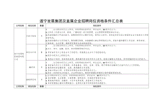 遂宁发展集团及直属企业招聘岗位资格条件汇总表.docx