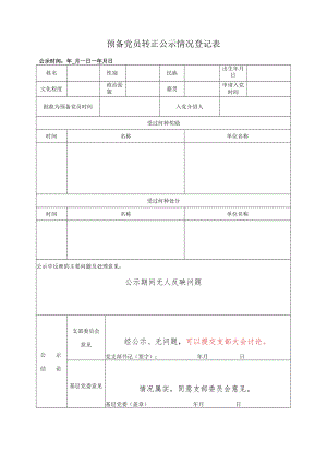 预备党员转正公示情况登记表.docx