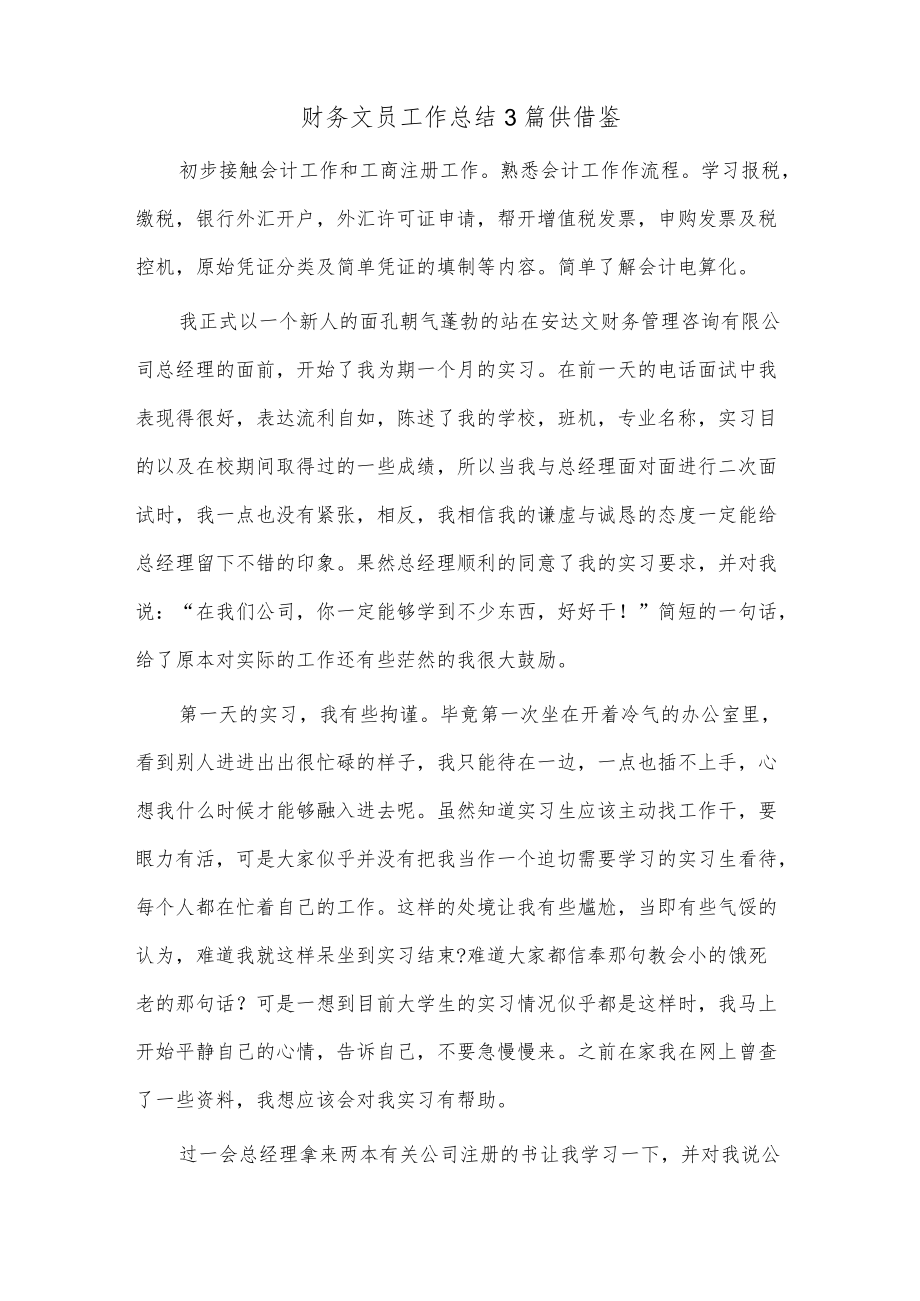 财务文员工作总结3篇供借鉴.docx_第2页