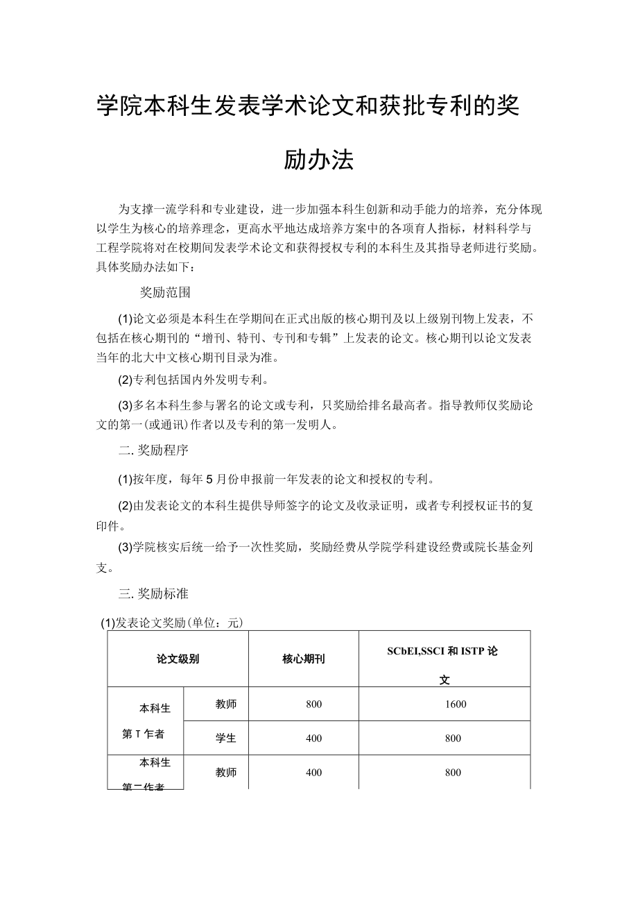 学院本科生发表学术论文和获批专利的奖励办法.docx_第1页