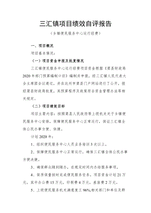 三汇镇项目绩效自评报告.docx