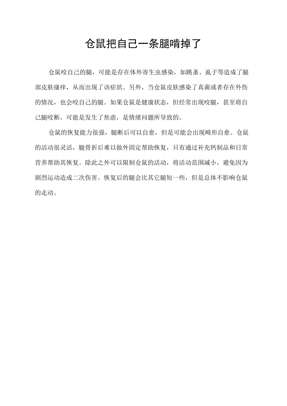 仓鼠把自己一条腿啃掉了.docx_第1页