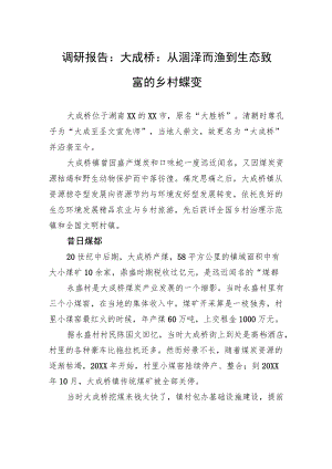 调研报告：大成桥：从涸泽而渔到生态致富的乡村蝶变（20221212）.docx