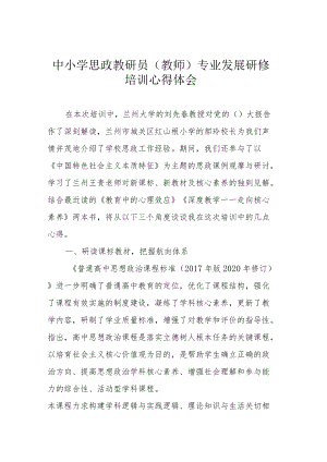 中小学思政教研员（教师）专业发展研修培训心得体会.docx