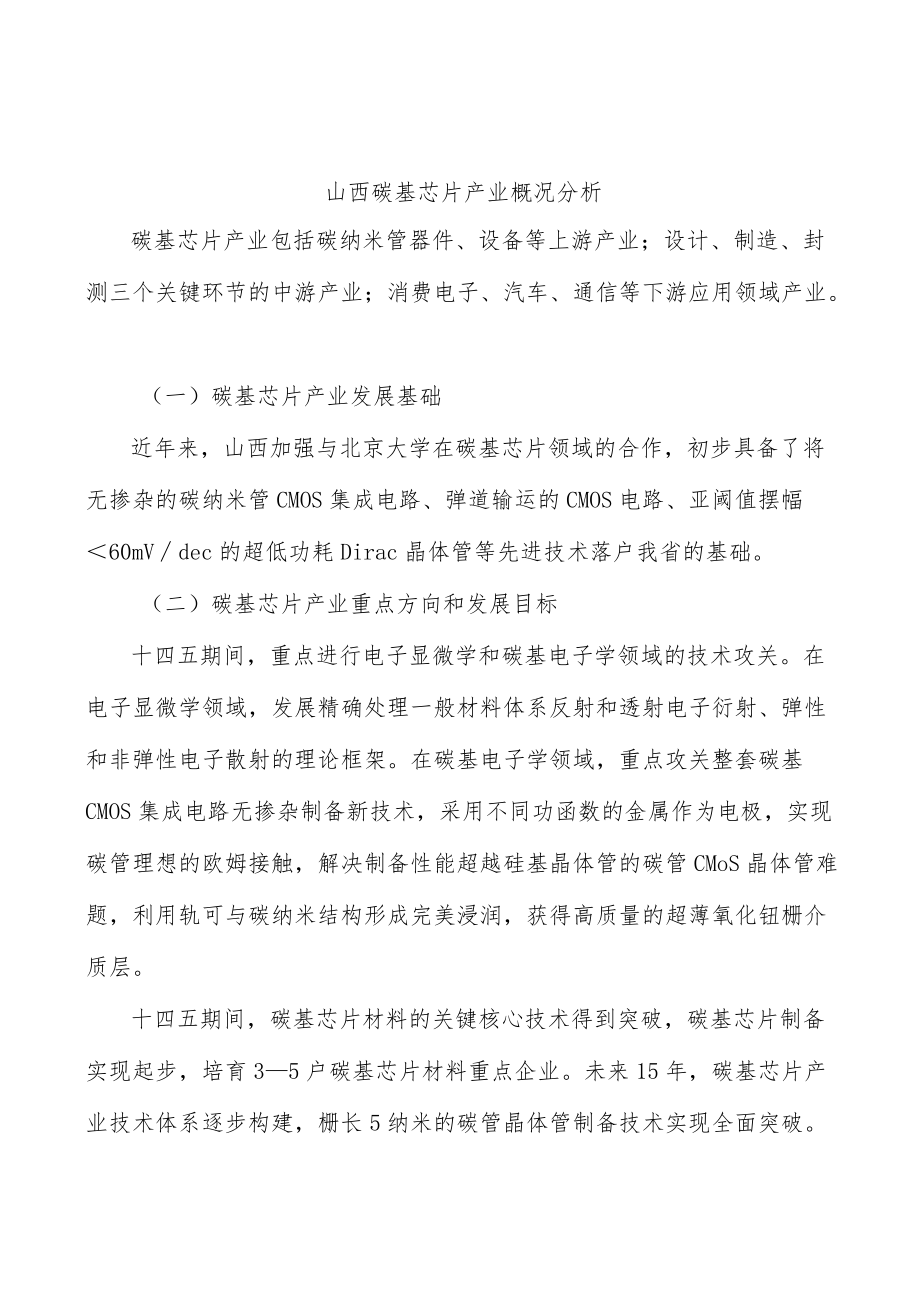 山西碳基芯片产业概况分析.docx_第1页