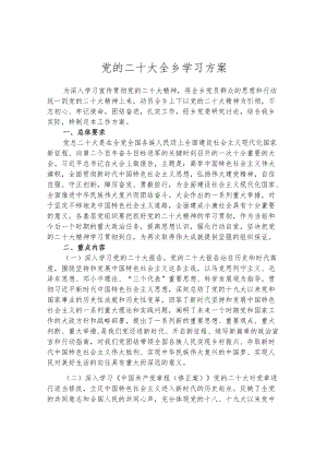 党的二十大全乡学习方案.docx