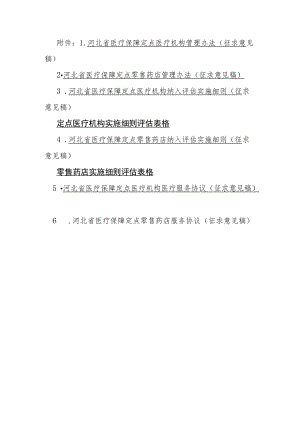 河北医疗保障定点医疗机、零售药店管理办法、纳入评估实施细则、医疗服务协议、零售药店服务协议.docx